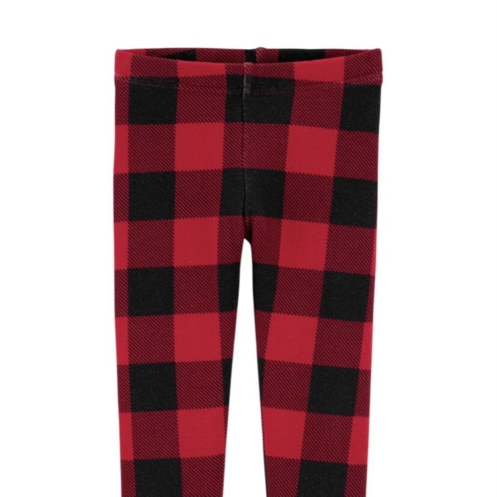 Carters Buffalo Check Cozy Fleece Lined Leggings 3 Months New with Tags Red Nice